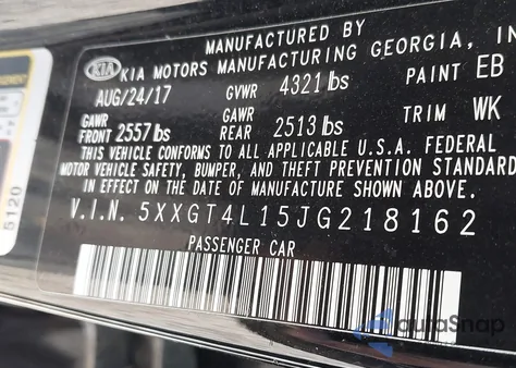 2018 Kia Optima Lx Turbo z USA, uszkodzony, nr VIN 5XXGT4L15JG218162